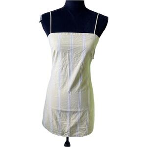 Sabo Skirt Womens Pale yellow Green Striped Open Back mini dress XS NWOT
